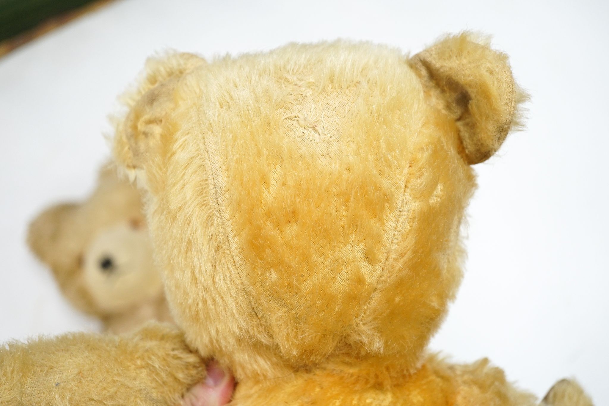 Wendy Boston, 24in. with label, good condition, together with a Deans with label, 18in., good condition and an unjointed 1950's English bear, 19in.